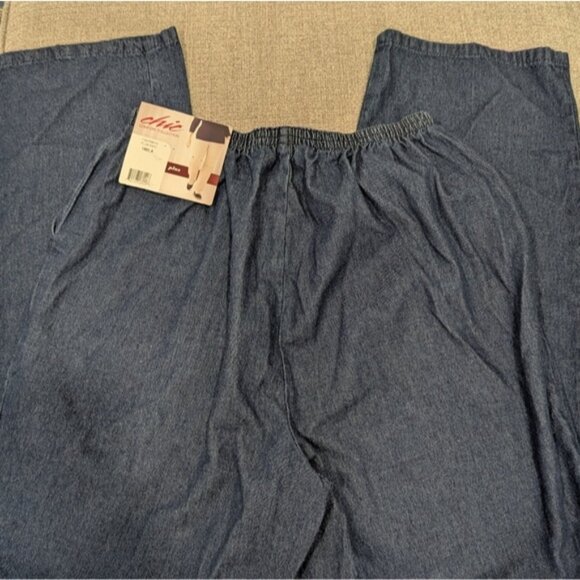 New Chic Women's Plus Comfort Blue Cotton Pull on Elastic Waist Pants size 18W - Picture 3 of 5